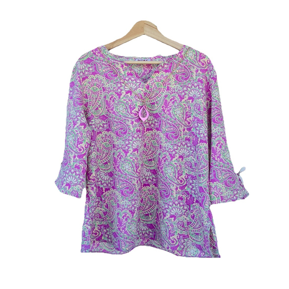 Paloma Carmi Floral Paisley Blouse Purple Green Size 42